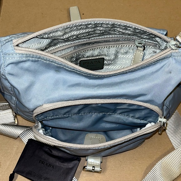 Prada blue nylon triangle logo vela crossbody bag - Picture 2 of 15